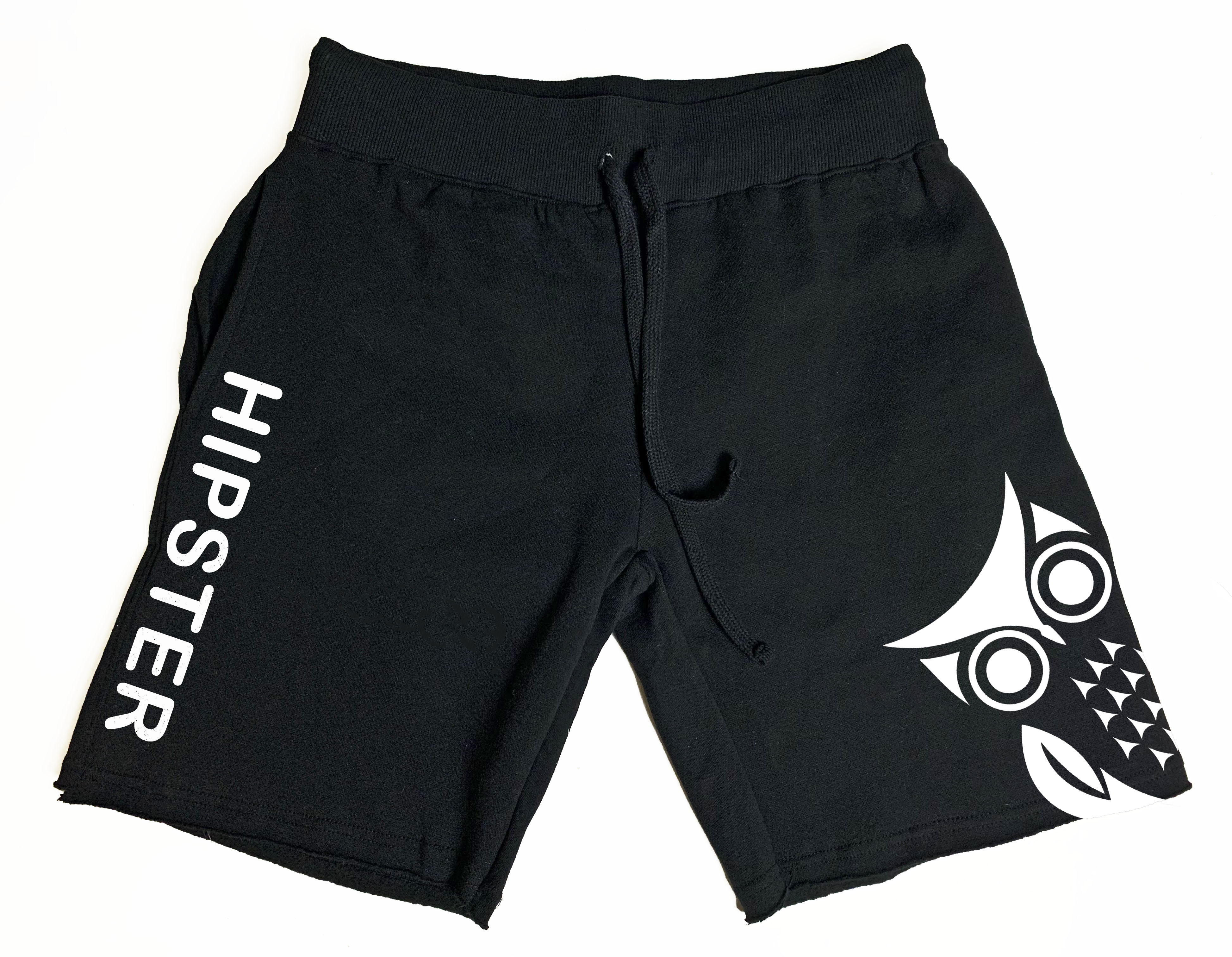 Jogger Short with Hipster logo and side print - Black