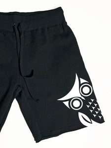 Jogger Short with Hipster logo and side print - Black