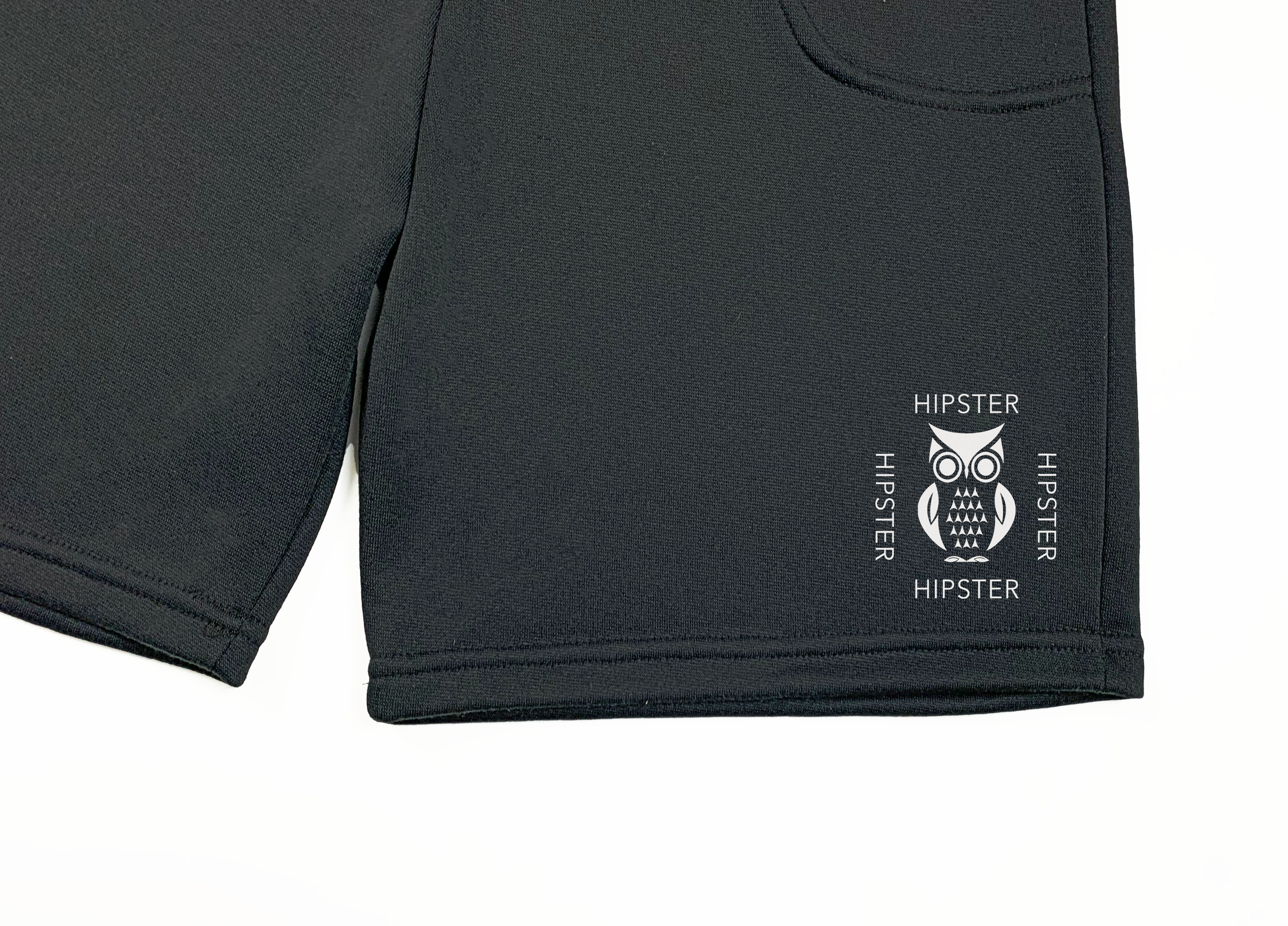 Jogger Shorts with Hipster Wall To Wall Logo - Black